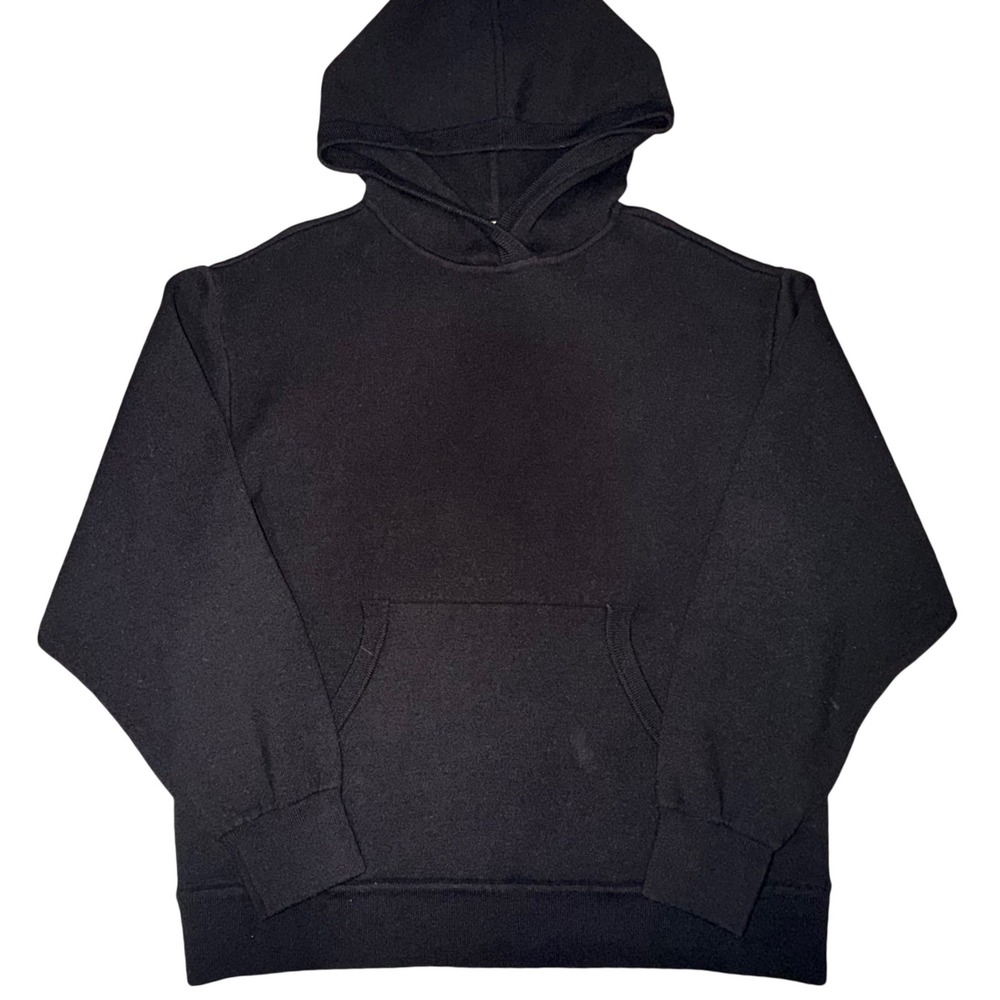 Wilfred Free Banos Wool Blend Knit Hoodie Minimalist Cozy Pullover Large Black